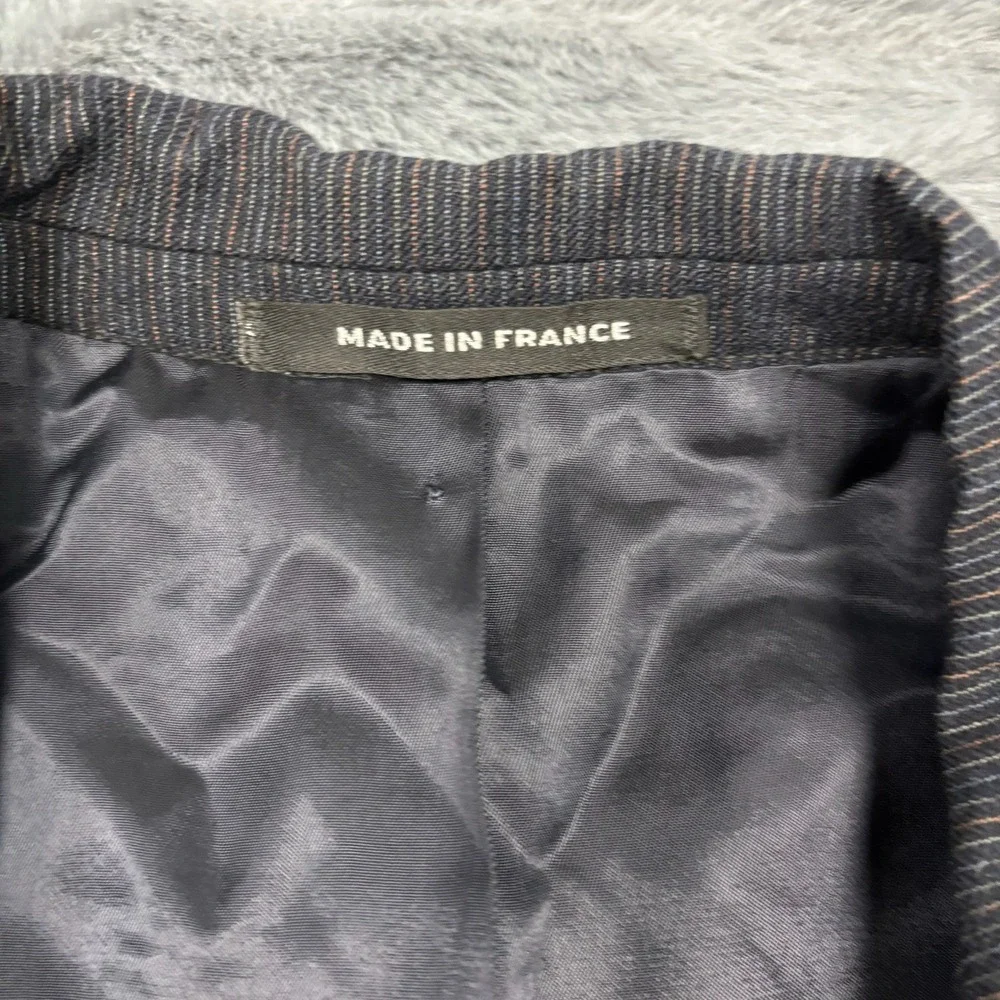 Alfani Vintage Mens Pure New Wool Pinstripe Blazer Made in France Charcoal 42R